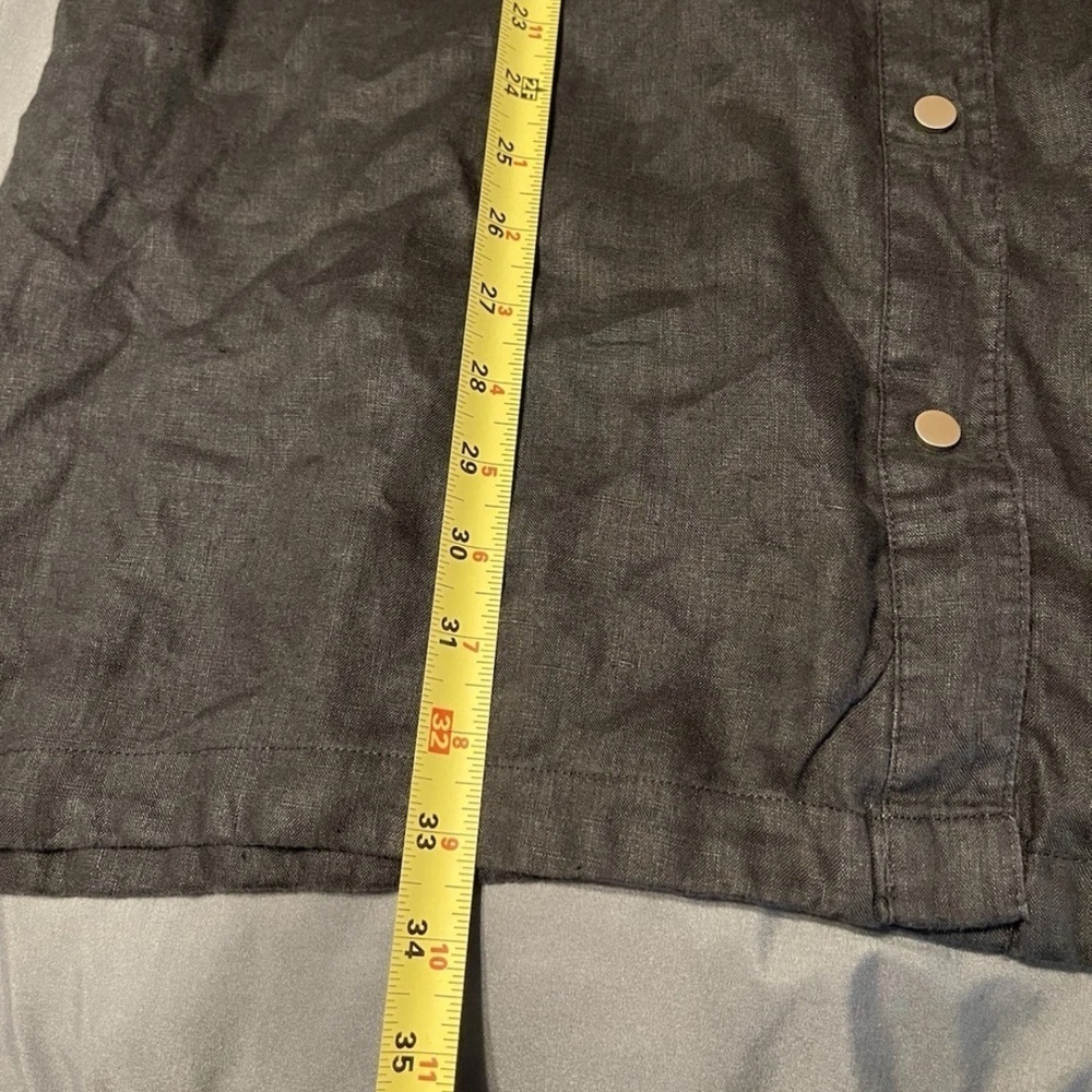 Amelline 100% Linen Hoodie Womens Black S/M Button Up Summer Lightweight Preppy - Picture 10 of 11